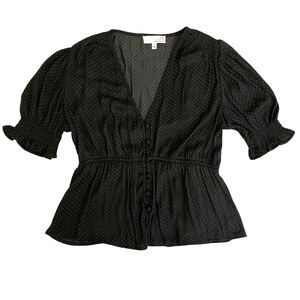 Tops Black Tiny Square Pattern Blouse Size S